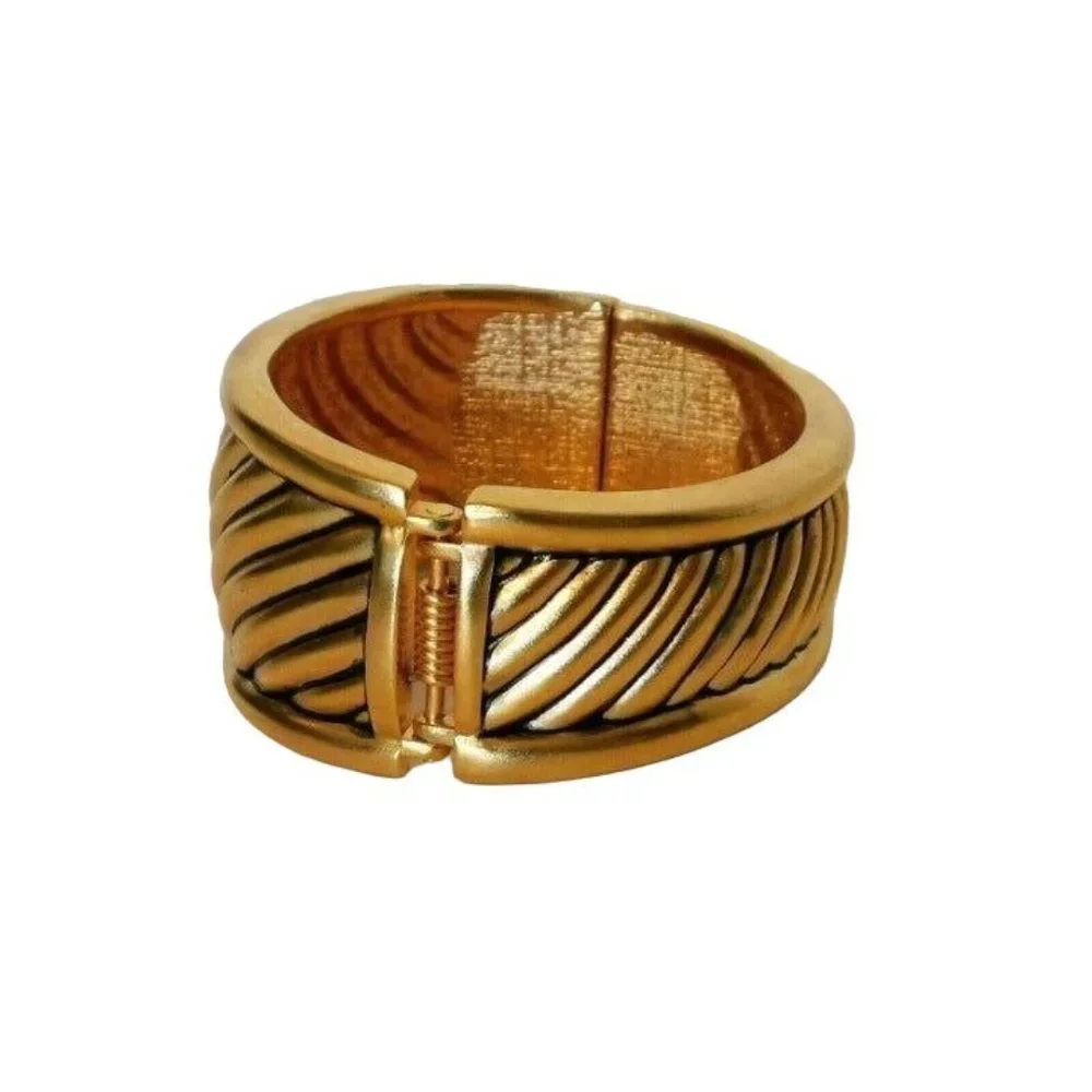 Premier Designs Caldwell Bracelet Hinged Bangle Antiqued Gold Plated